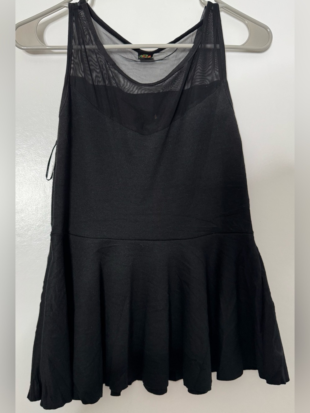 Poof! Black Mesh Sleep babydoll peplum size medium stretch